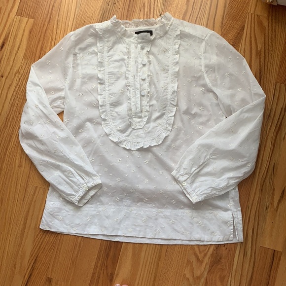 JCrew Embroidered Eyelet Long Sleeve Button-up Shirt - Picture 2 of 8